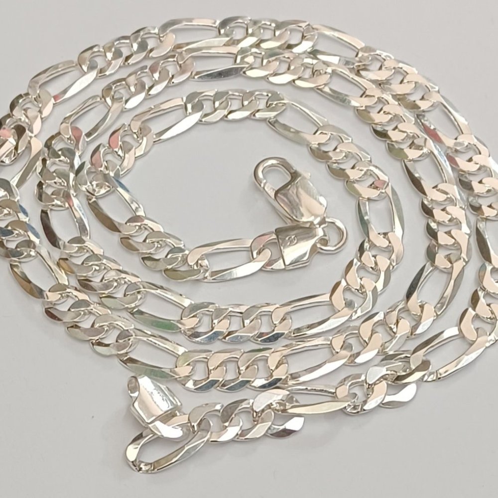 925 Sterling Silver Solid Chain Figaro Style - image 3